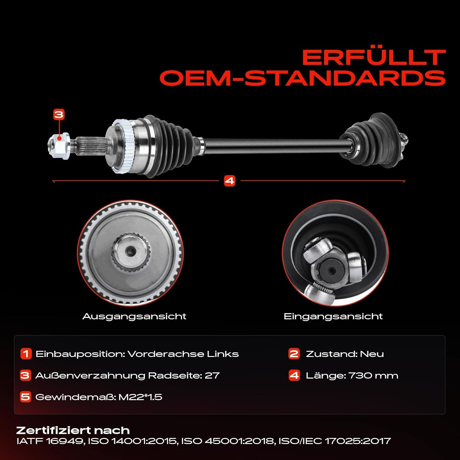 Antriebswelle Vorderachse Renault Espace III 730mm - 34% Rabatt