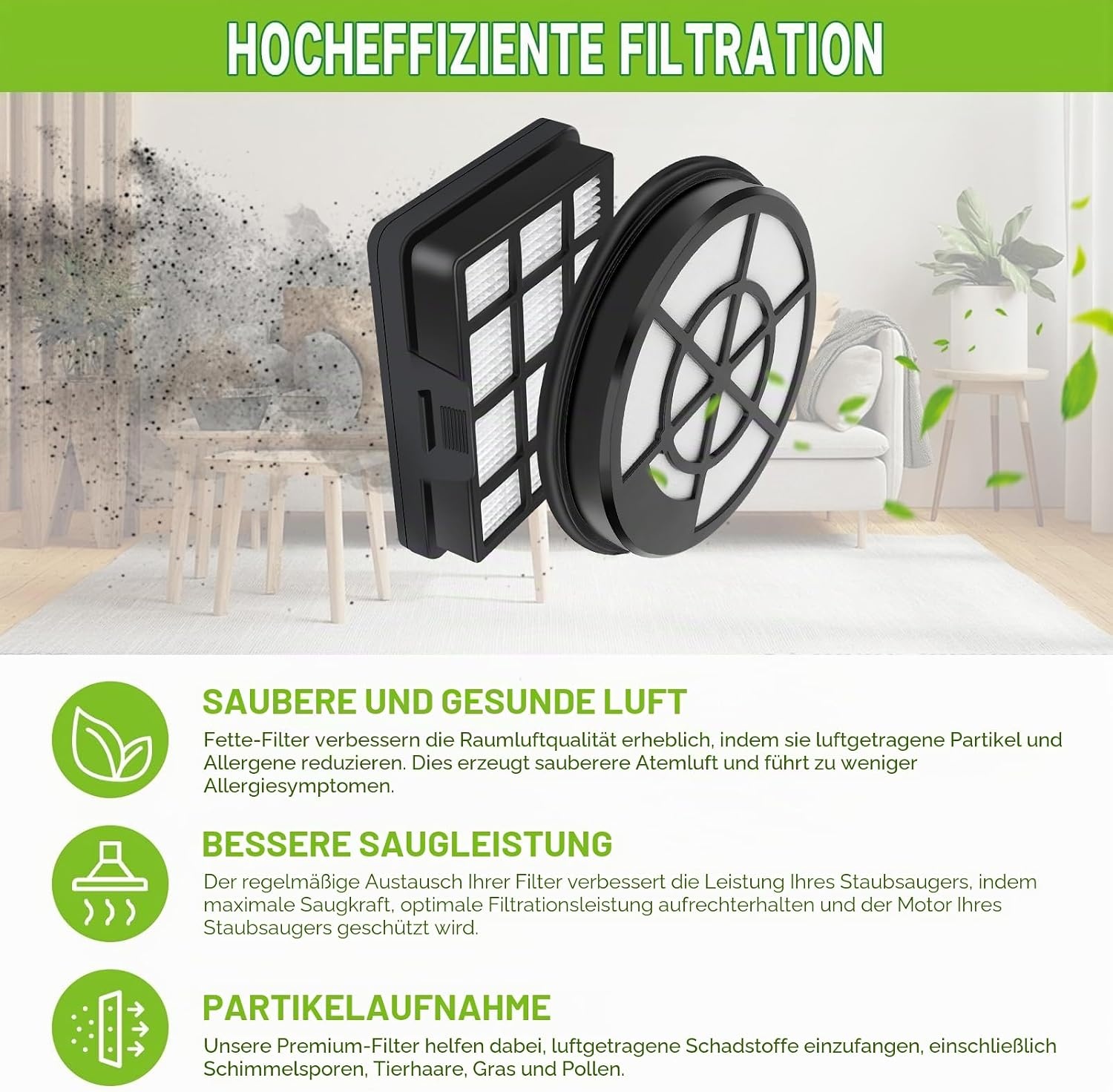 HEPA-Filterset für Staubsauger - 2-teilig - 32% Rabatt
