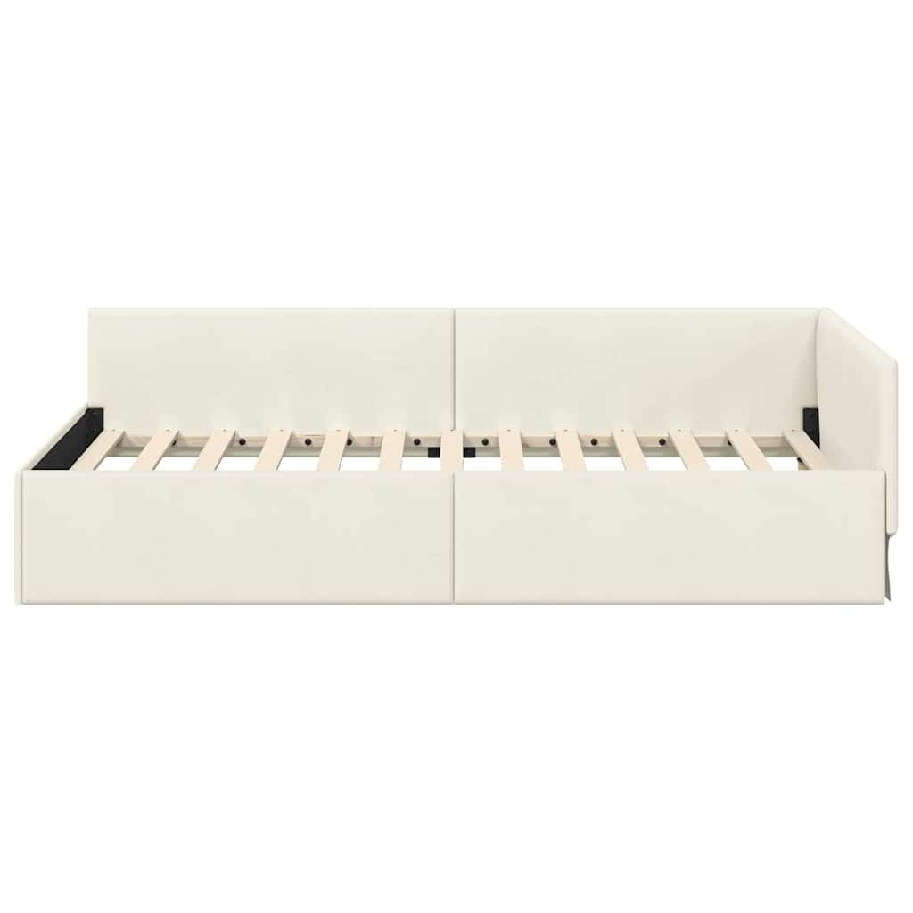 Eckbettrahmen Samt 100x200 cm Creme - 35% Rabatt