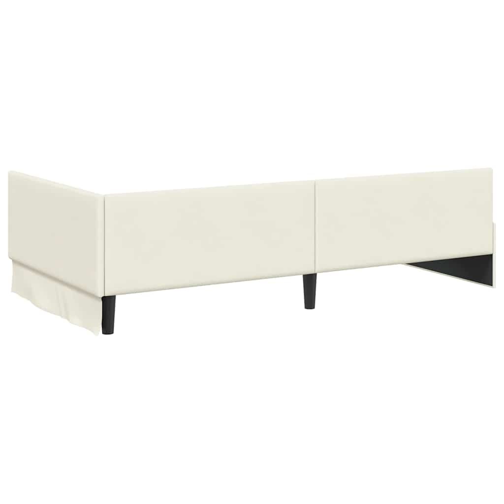 Eckbettrahmen Samt 100x200 cm Creme - 35% Rabatt