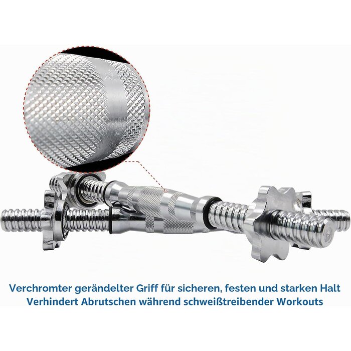 Kurzhantelstangen Set 35 cm, 25 mm, verchromter Stahl - 30% Rabatt