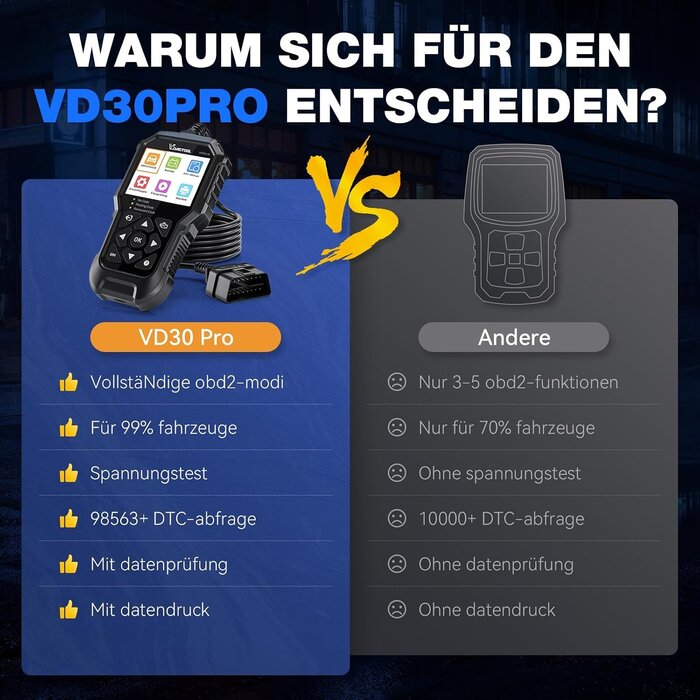 OBD2 Diagnosegerät VD30 Pro - Fehlercode-Lesegerät - 33% Rabatt