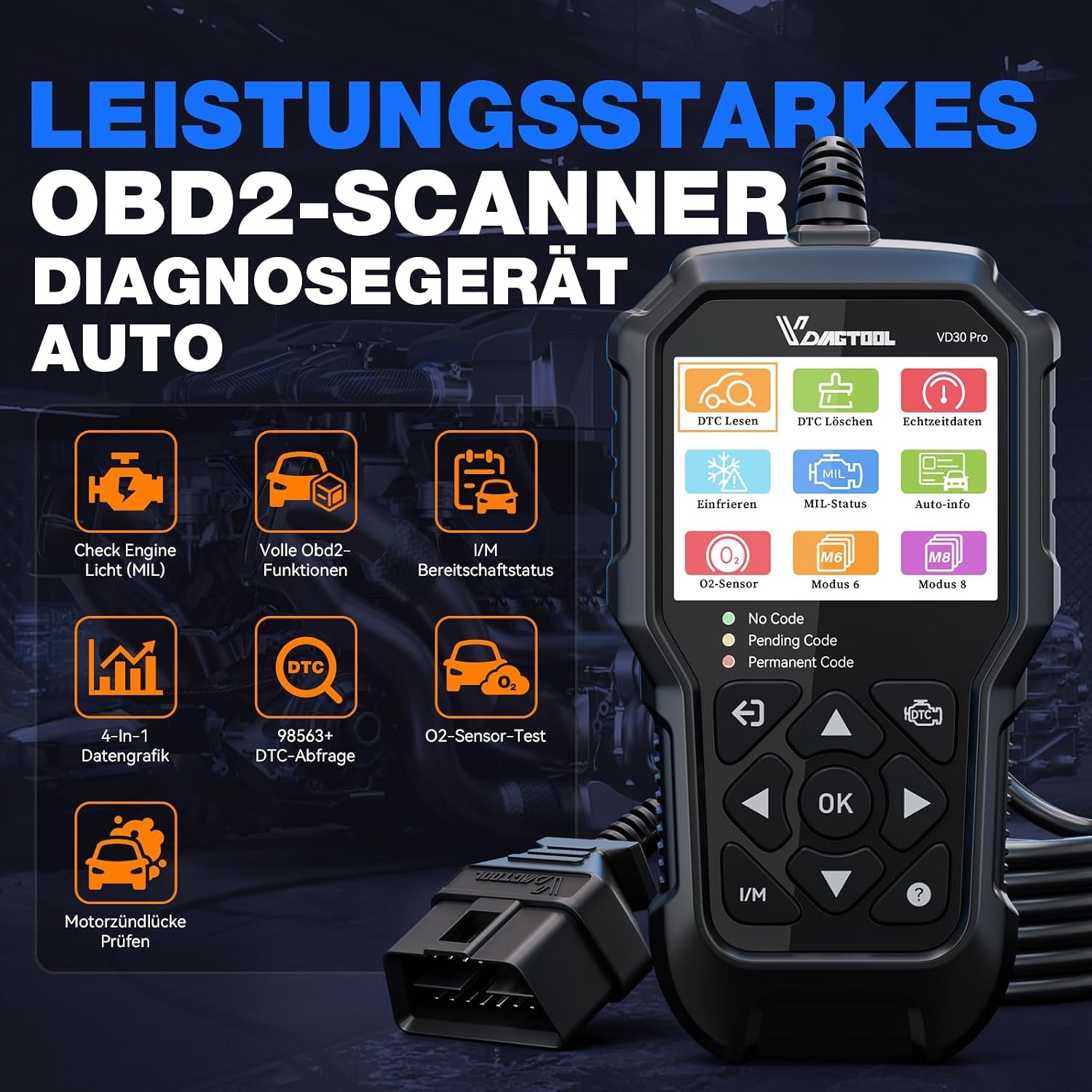 OBD2 Diagnosegerät VD30 Pro - Fehlercode-Lesegerät - 33% Rabatt