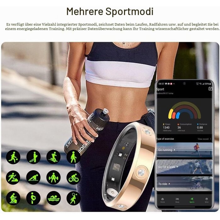 Smart Ring Fitness-Tracker Silber - 33% Rabatt