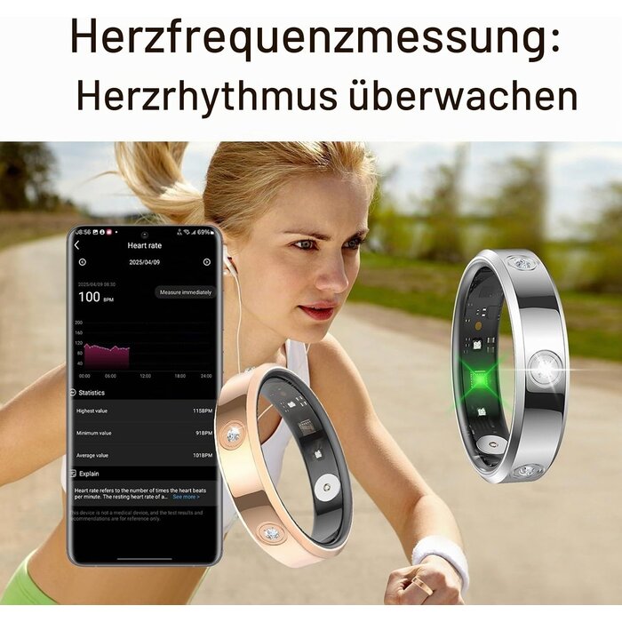 Smart Ring Fitness-Tracker Silber - 33% Rabatt