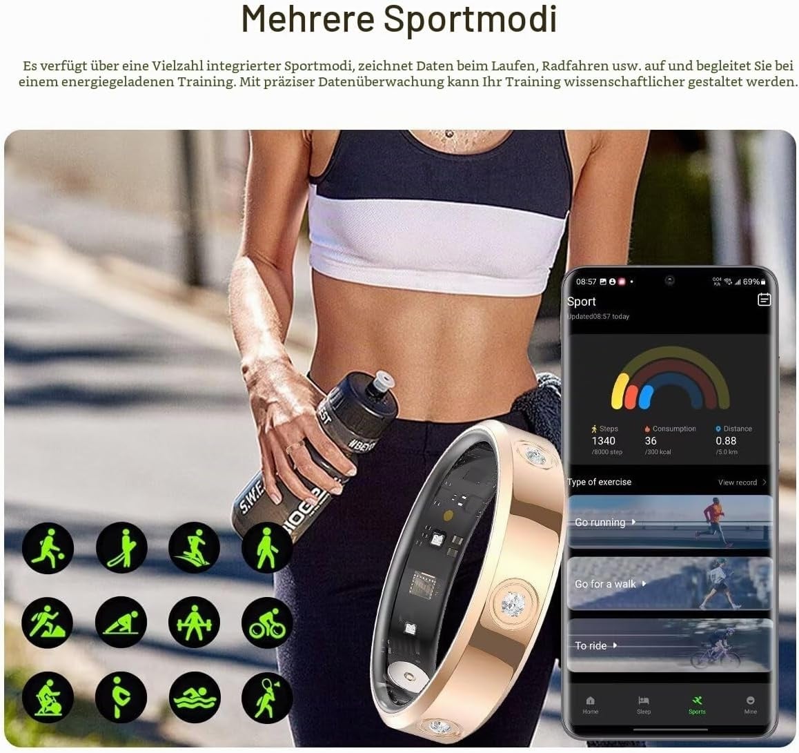 Smart Ring Fitness-Tracker Silber - 33% Rabatt - Ausgepackt & Neuwertig