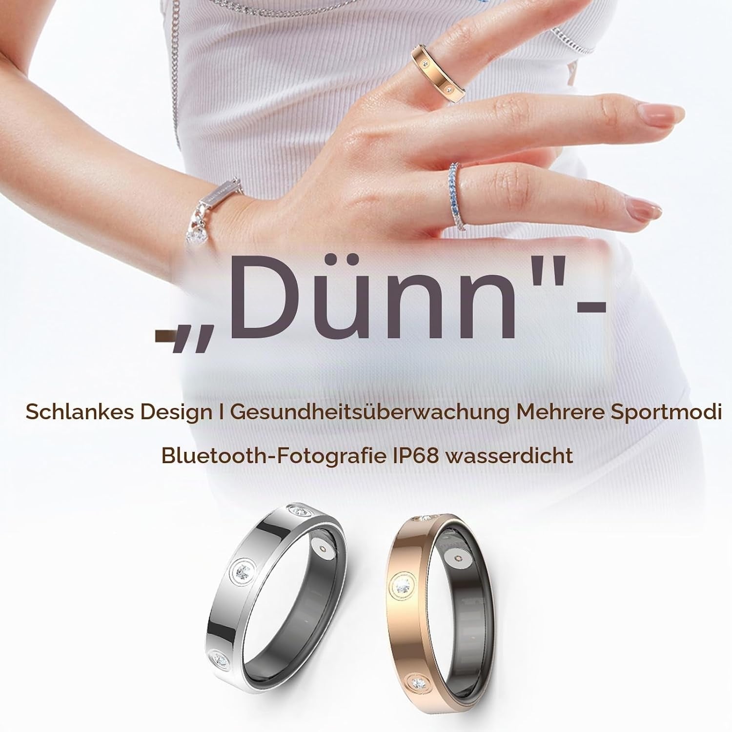 Smart Ring Fitness-Tracker Silber - 33% Rabatt auf Retourenware