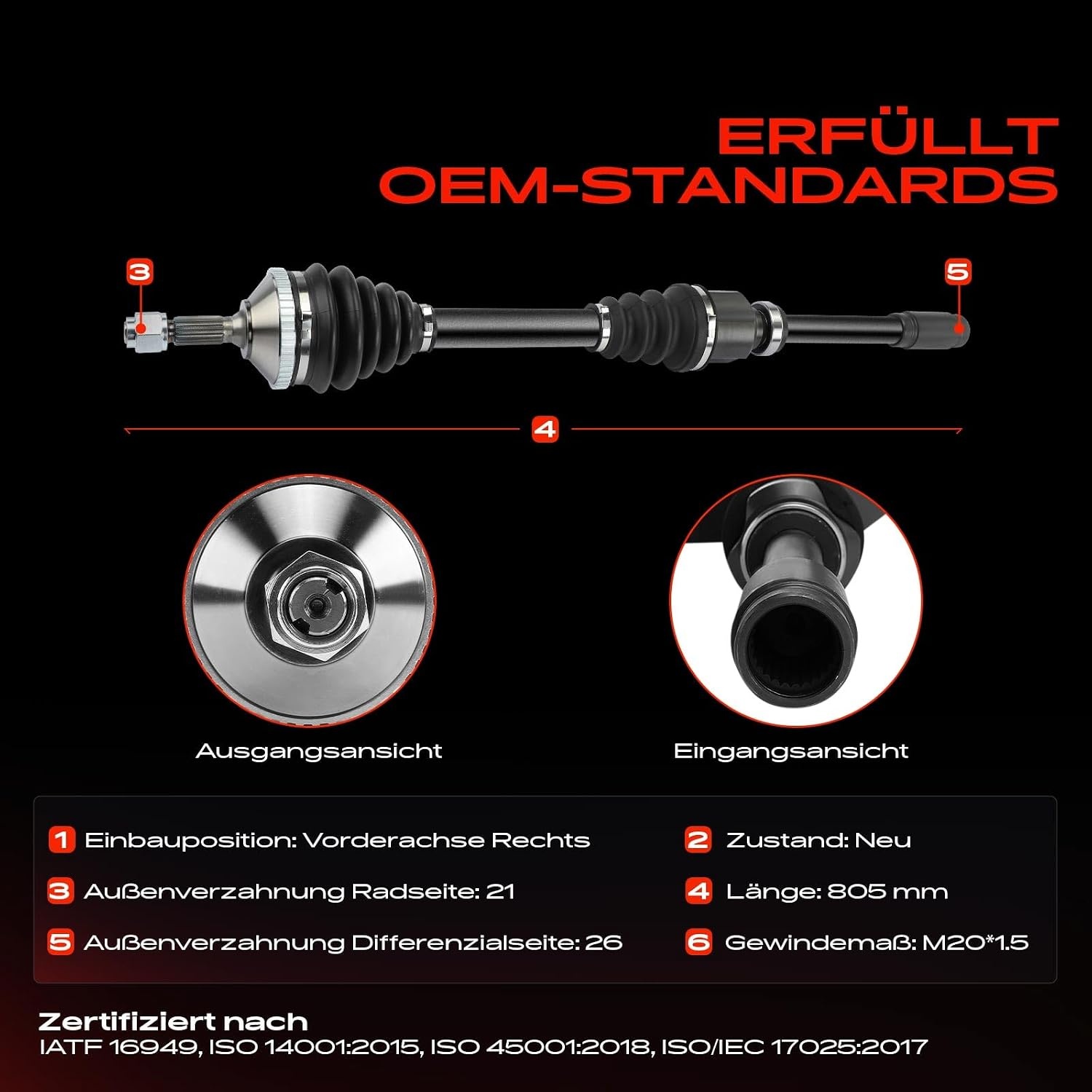 Antriebswelle Peugeot 206 Automatik Rechts 805mm - 34% Rabatt