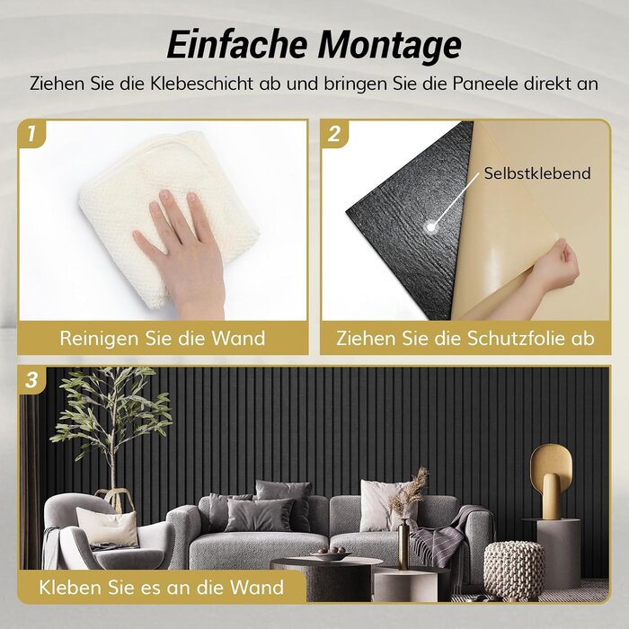 Akustikpaneel Set 120x60cm, 4er-Pack, Schwarz - 34% Rabatt