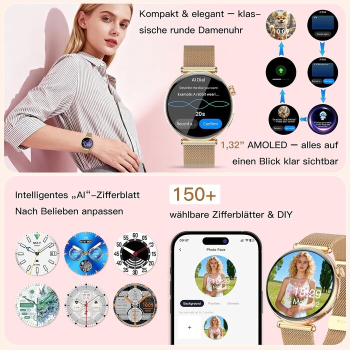 Elegante Damen-Smartwatch in Roségold mit 33% Rabatt