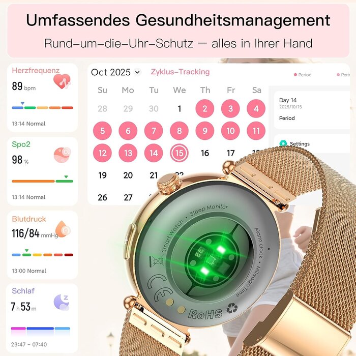Elegante Damen-Smartwatch in Roségold mit 33% Rabatt