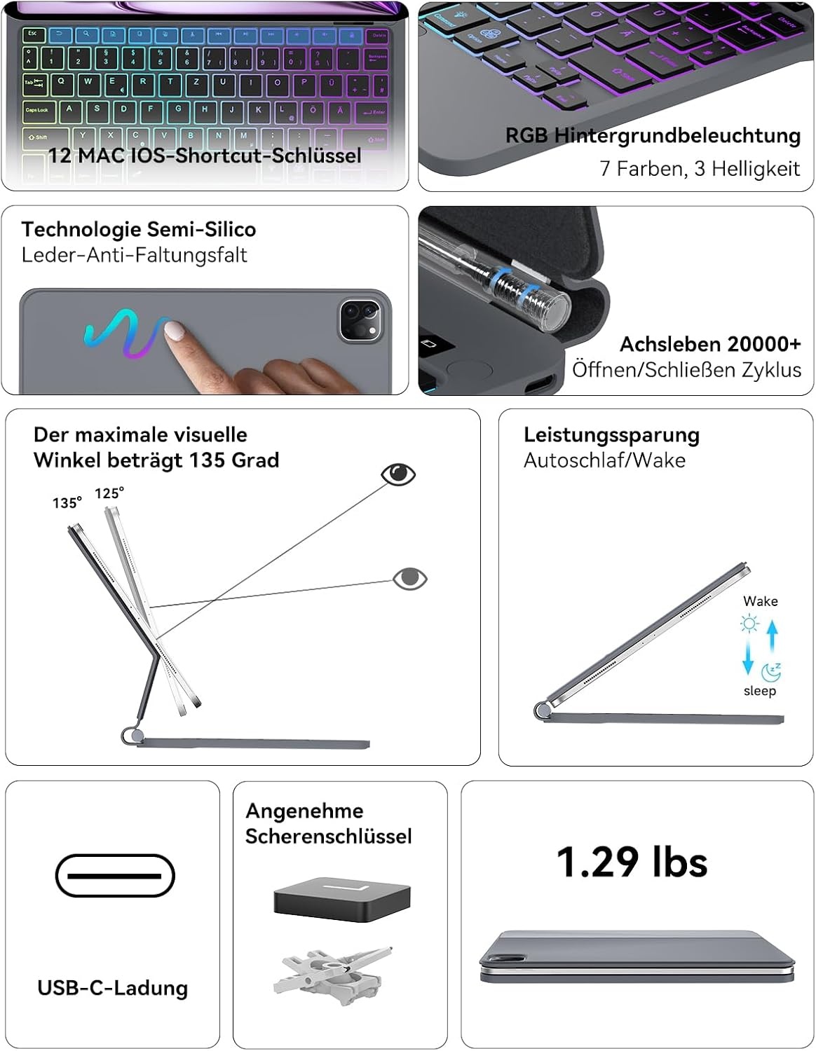 Magic Keyboard für iPad Air 13 & Pro 12,9 Zoll - 33% Rabatt - Schwarz