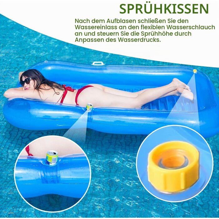 Aufblasbare Wasserhängematte mit Sprinklerfunktion - Ahornblatt-Blau - 26% Rabatt