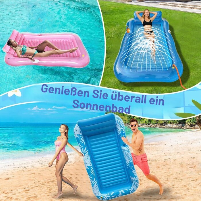 Aufblasbare Wasserhängematte mit Sprinklerfunktion - Ahornblatt-Blau - 26% Rabatt