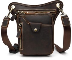 Beintasche aus echtem Rindsleder, braun, Large - 42% Rabatt