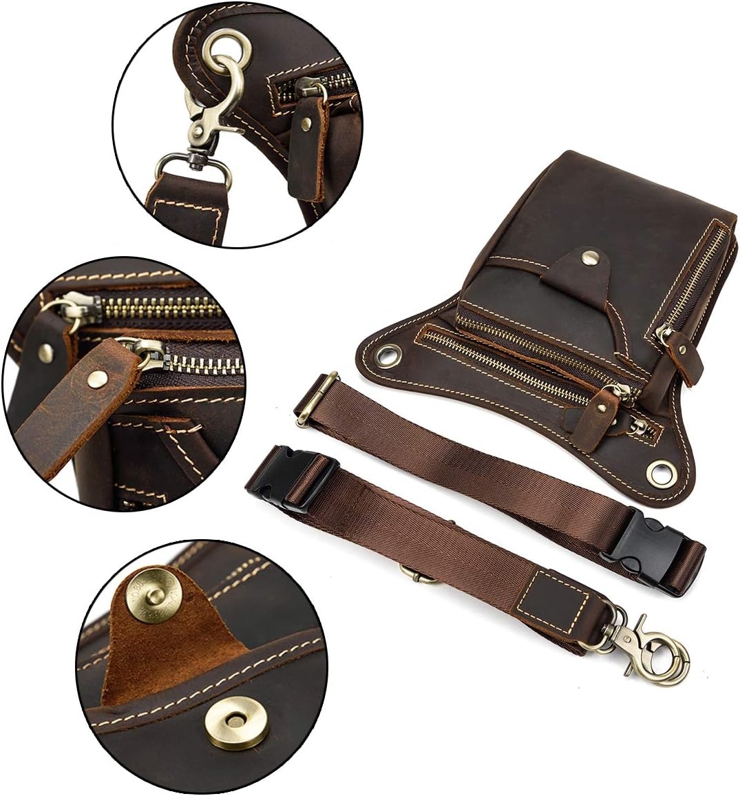 Multifunktionale Leder-Beintasche braun - 31% Rabatt
