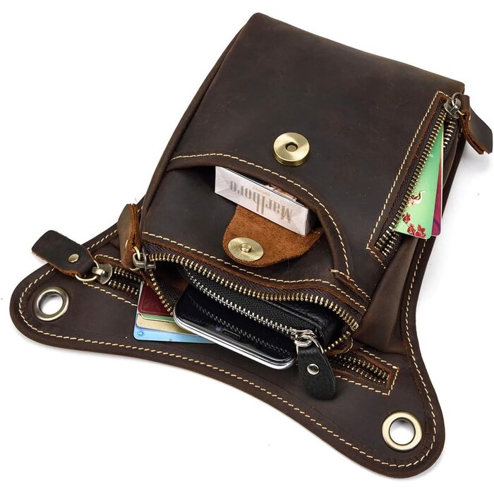 Multifunktionale Leder-Beintasche braun - 31% Rabatt