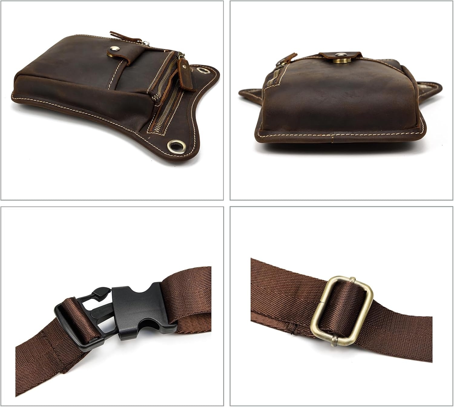 Multifunktionale Leder-Beintasche braun - 31% Rabatt