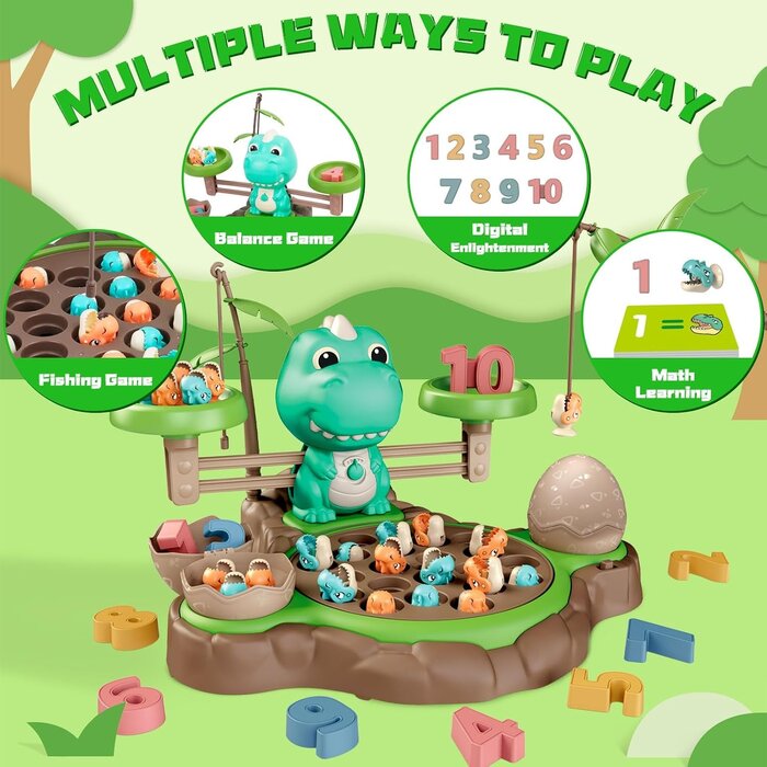 Dinosaurier 4-in-1 Lernspiel - Pädagogisches Angelspiel - 29% Rabatt