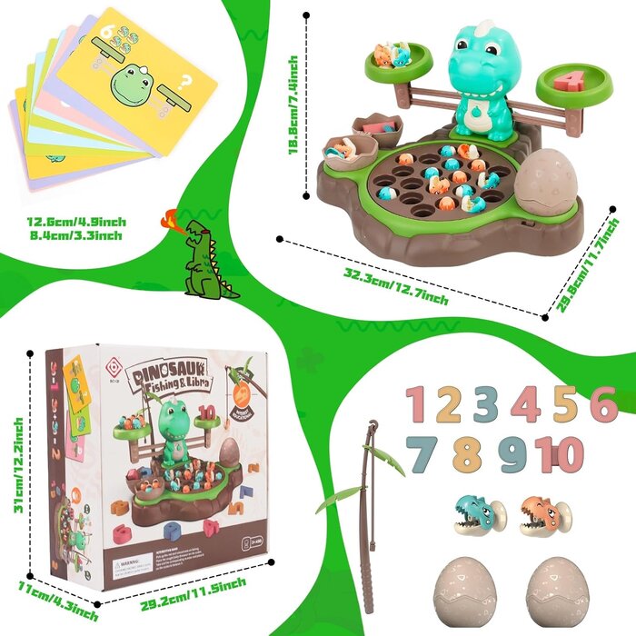 Dinosaurier 4-in-1 Lernspiel - Pädagogisches Angelspiel - 29% Rabatt