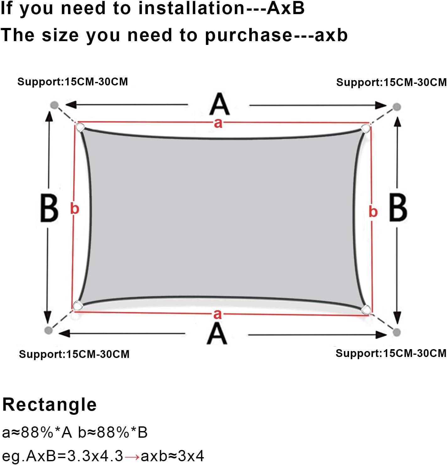 Sonnensegel Rechteckig 3x4m Anthrazit - UV-Schutz - 31% Rabatt