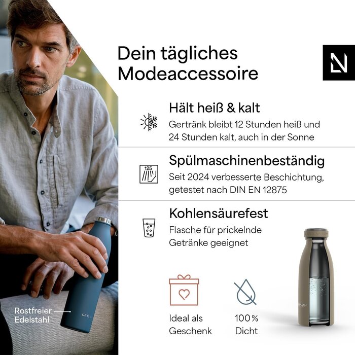Edelstahl Thermoflasche 350ml Taupe - 25% Rabatt