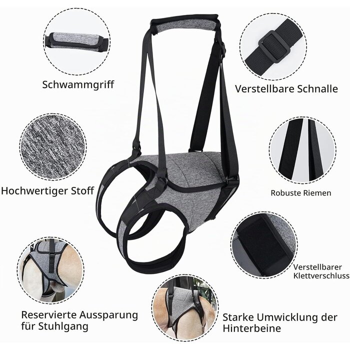Hunde-Hebegeschirr Größe XL Grau - 31% Rabatt
