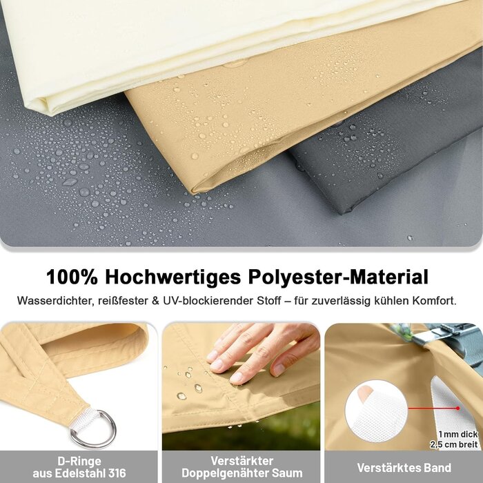 Sonnensegel 4x4m Sandbeige - 34% Rabatt auf Retourenware