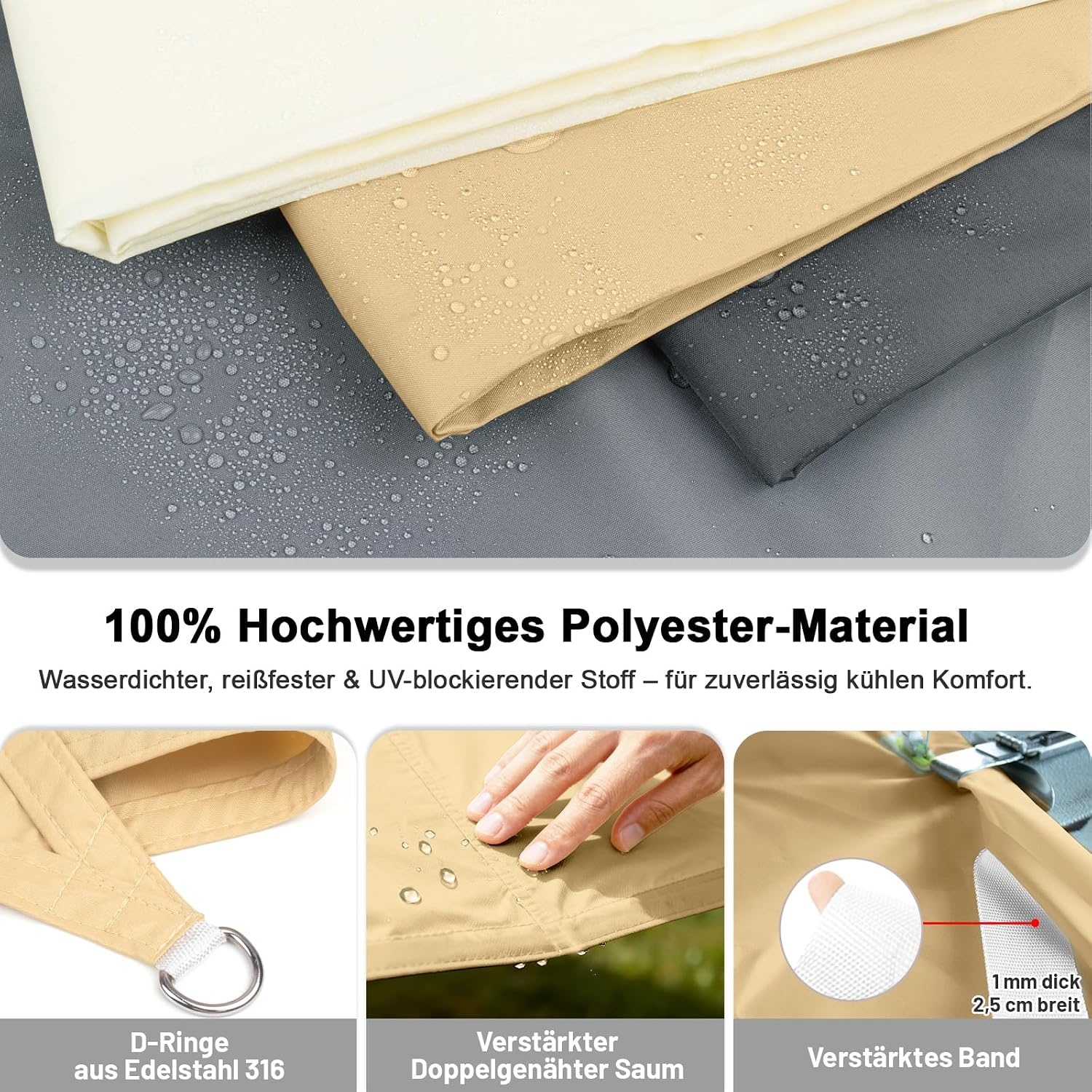 Sonnensegel 4x4m Sandbeige - 34% Rabatt auf Retourenware
