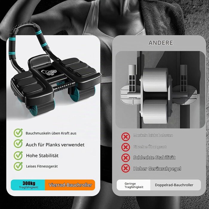 4-Rad Bauchtrainer mit automatischer Rückholfunktion - 31% Rabatt