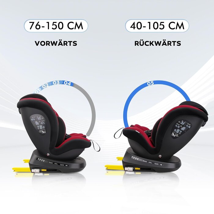 360° Kindersitz i-Size 40-150 cm mit ISOFIX, Rot - 34% Rabatt