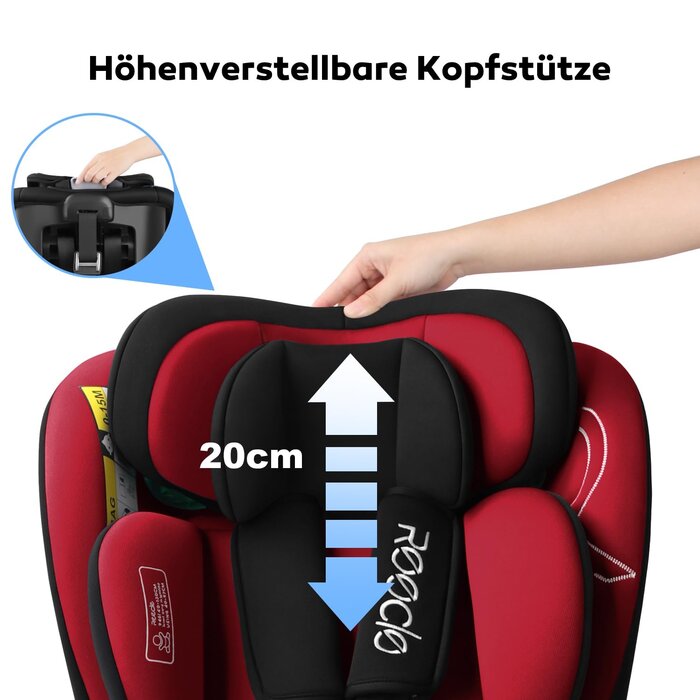 360° Kindersitz i-Size 40-150 cm mit ISOFIX, Rot - 34% Rabatt