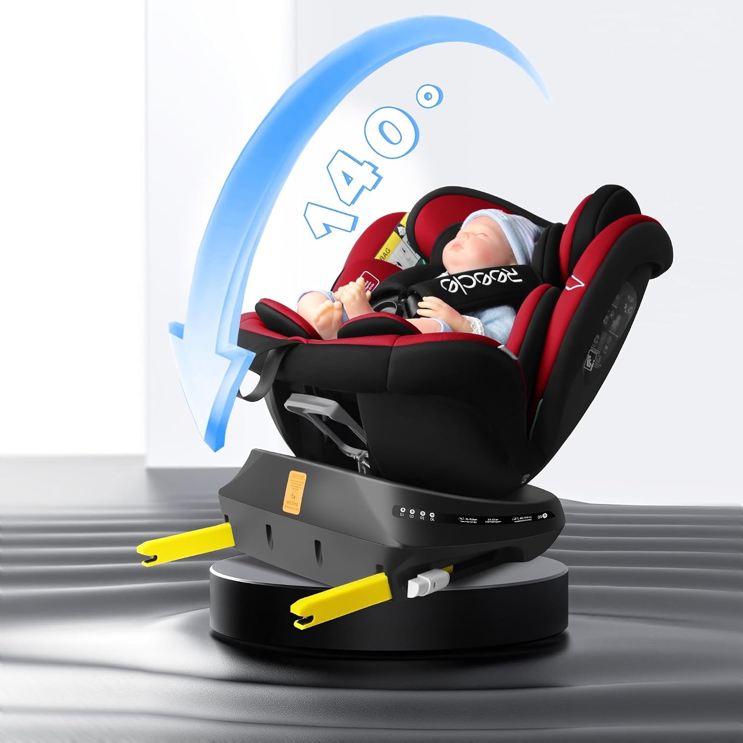 360° Kindersitz i-Size 40-150 cm mit ISOFIX, Rot - 34% Rabatt
