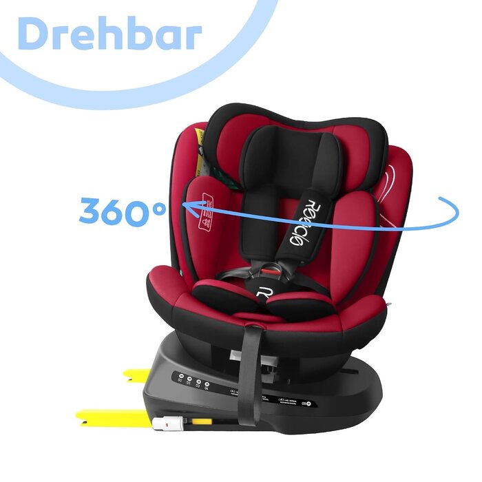360° Kindersitz i-Size 40-150 cm mit ISOFIX, Rot - 34% Rabatt