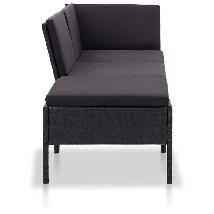 Vidaxl 3-teiliges Poly-Rattan Loungeset Schwarz - 38% Rabatt