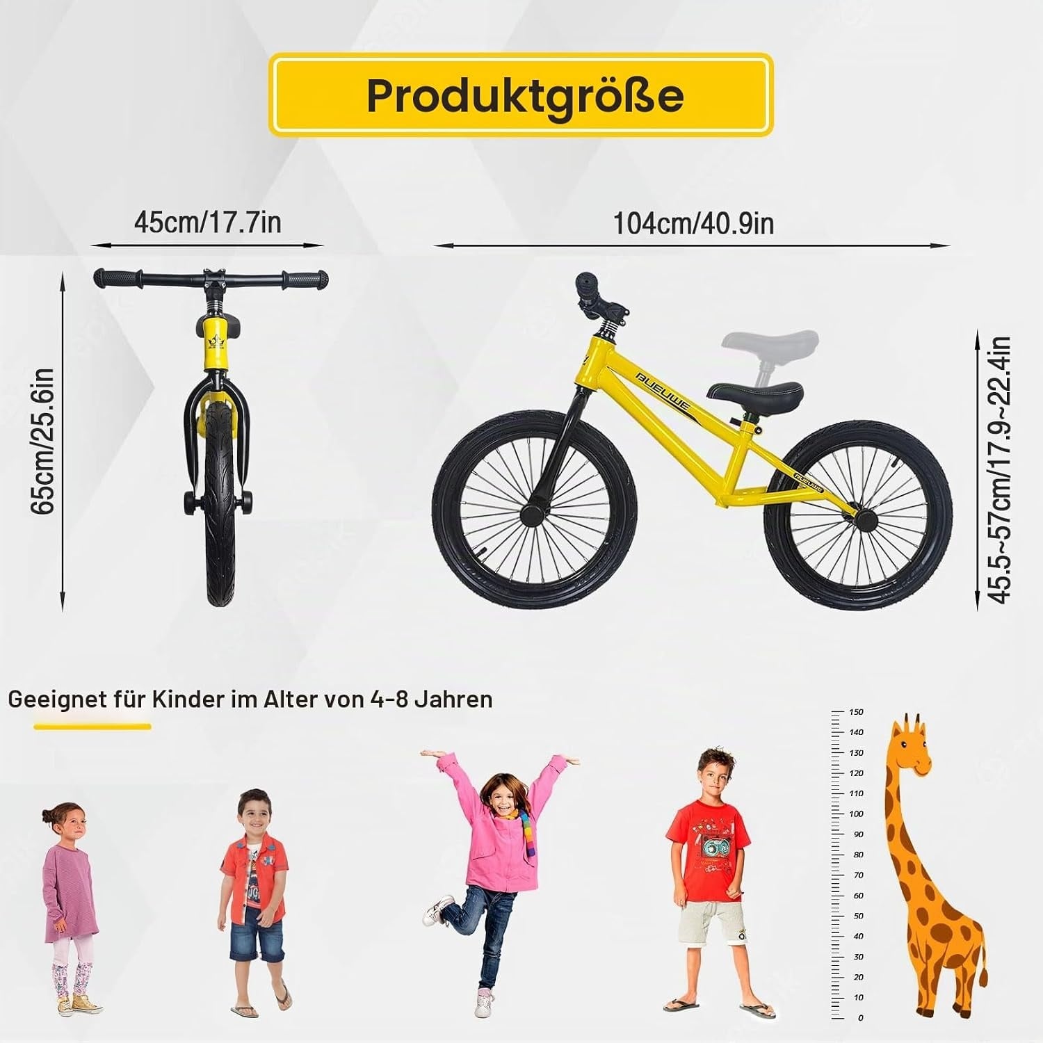 16 Zoll Kinder-Laufrad Gelb, Karbonstahl, 34% Rabatt