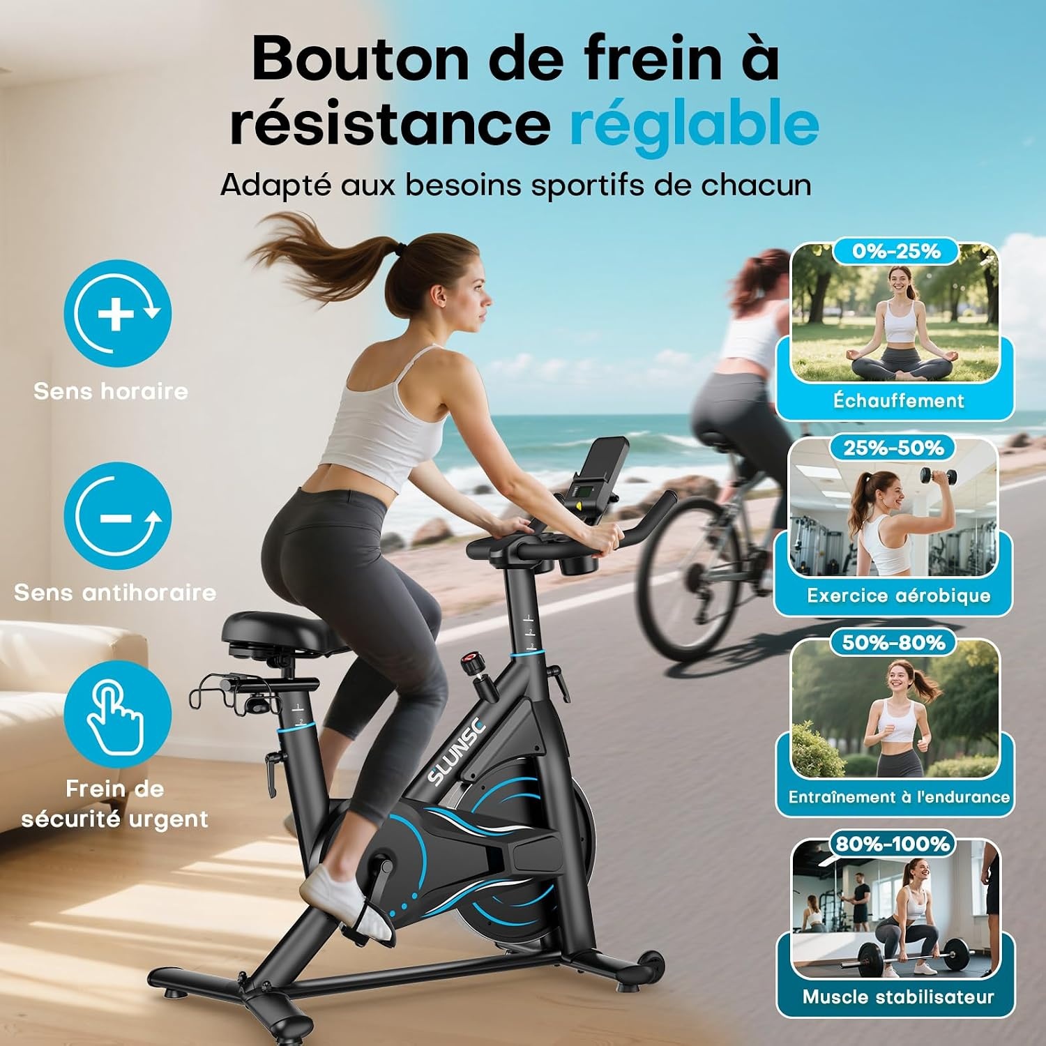 Indoor Fitnessfahrrad: 100 Widerstandsstufen, 180kg Traglast, 35% Rabatt