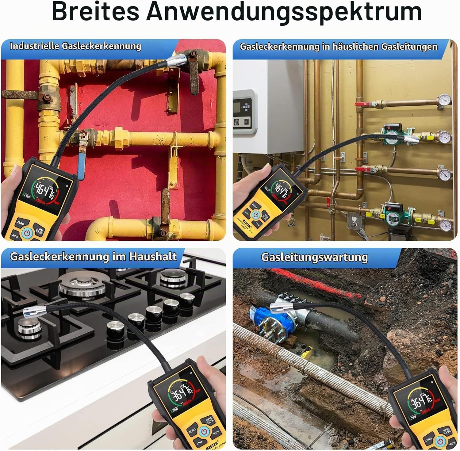 Gasdetektor für brennbare Gase - Tragbares Lecksuchgerät - 33% Rabatt