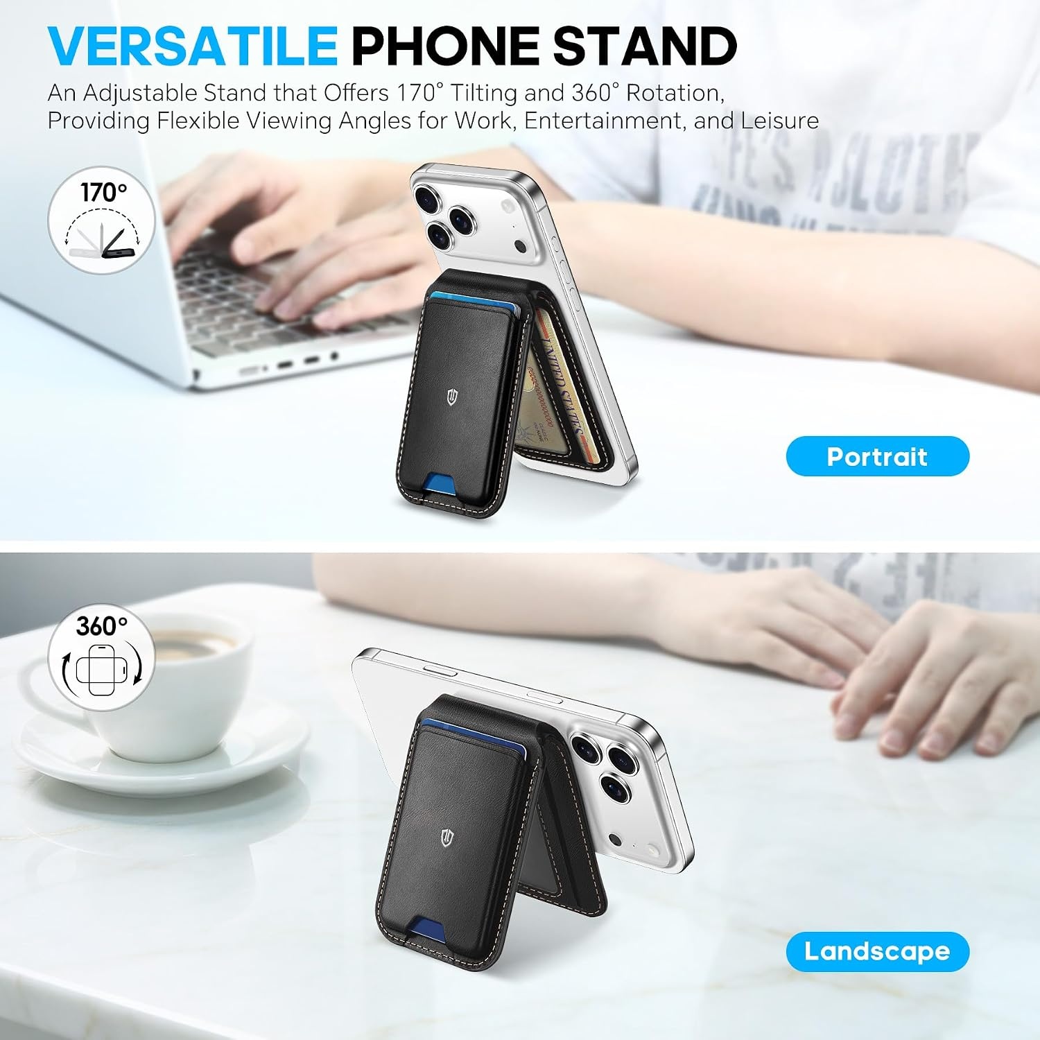 Magnetische Kartenhalter-Geldbörse iPhone, Retro Schwarz - 32% Rabatt