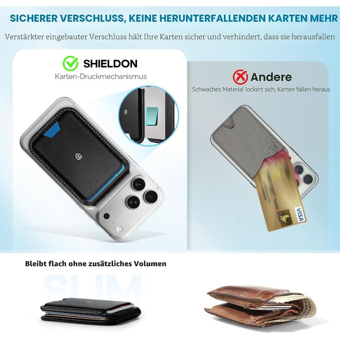 Magnetische Kartenhalter-Geldbörse iPhone, Retro Schwarz - 32% Rabatt