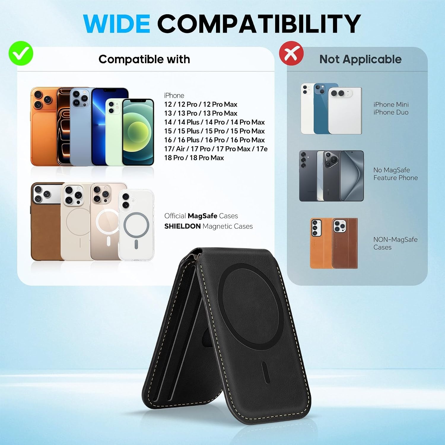 Magnetische Kartenhalter-Geldbörse iPhone, Retro Schwarz - 32% Rabatt