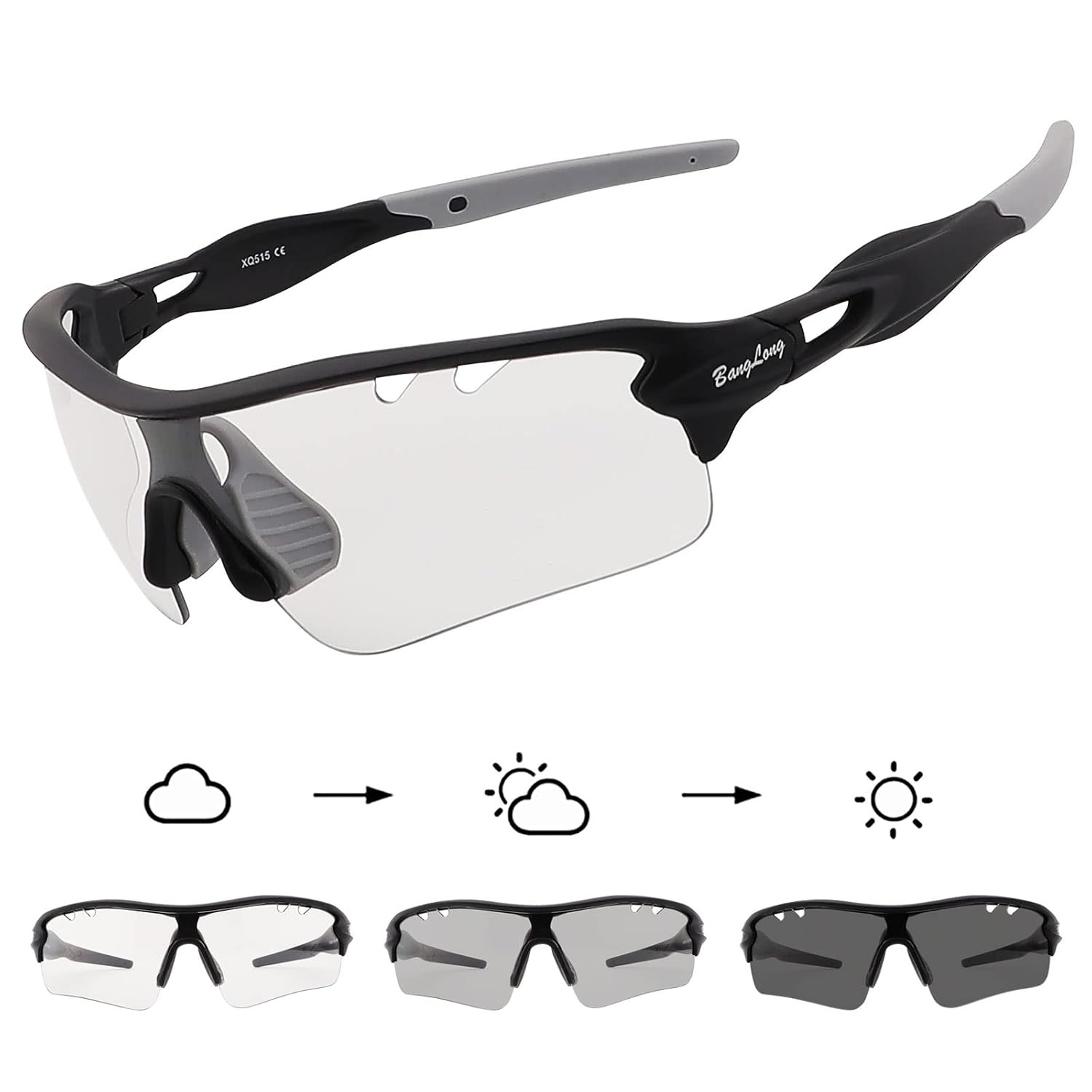 Leichte Sportbrille mit selbsttönenden Gläsern UV400 - 31% Rabatt