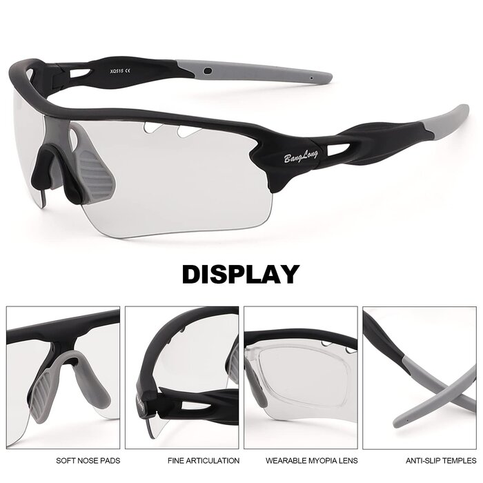 Leichte Sportbrille mit selbsttönenden Gläsern UV400 - 31% Rabatt