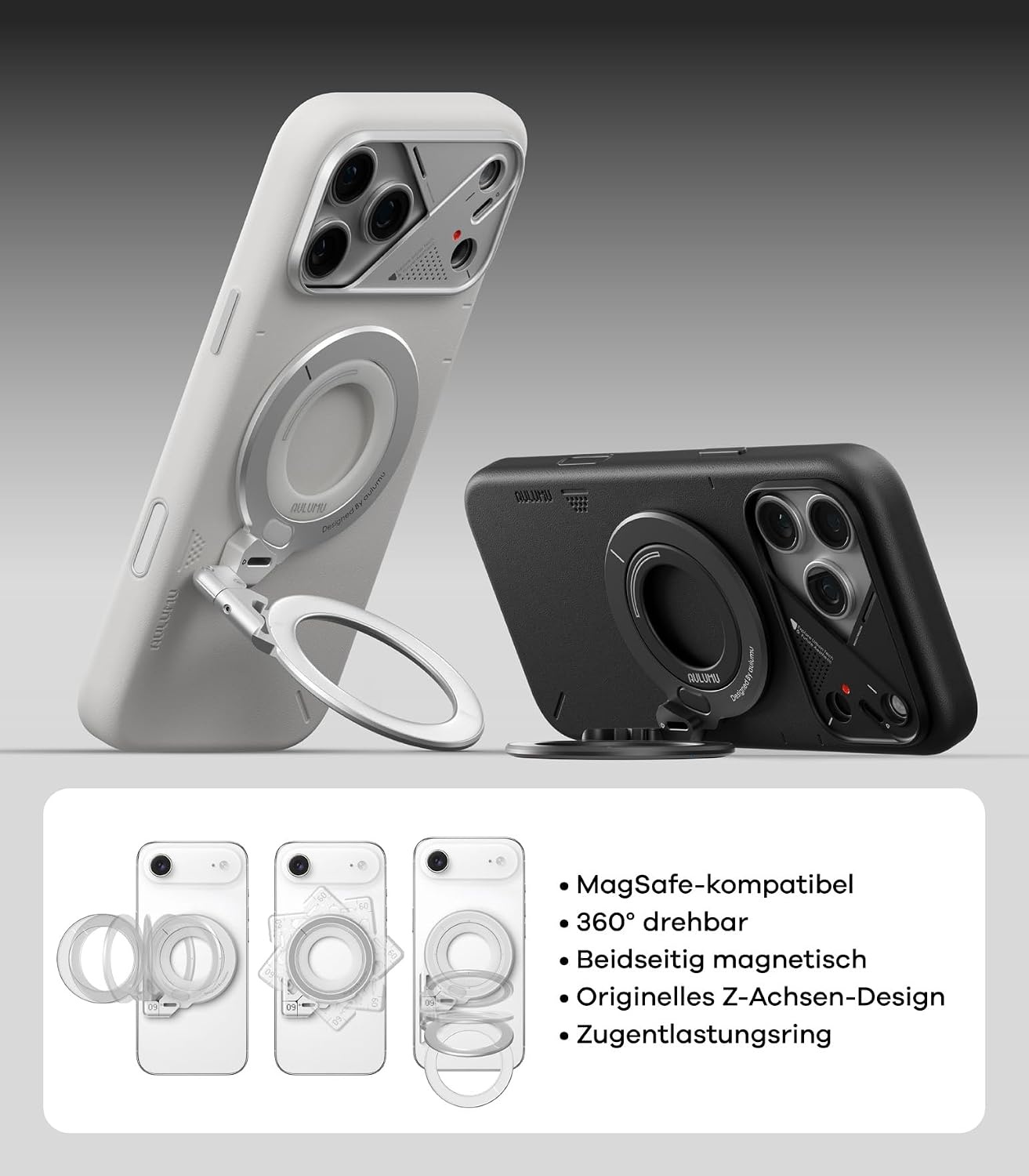 Magnetischer Handy-Ringhalter & Ständer 360° Aluminium - 32% Rabatt