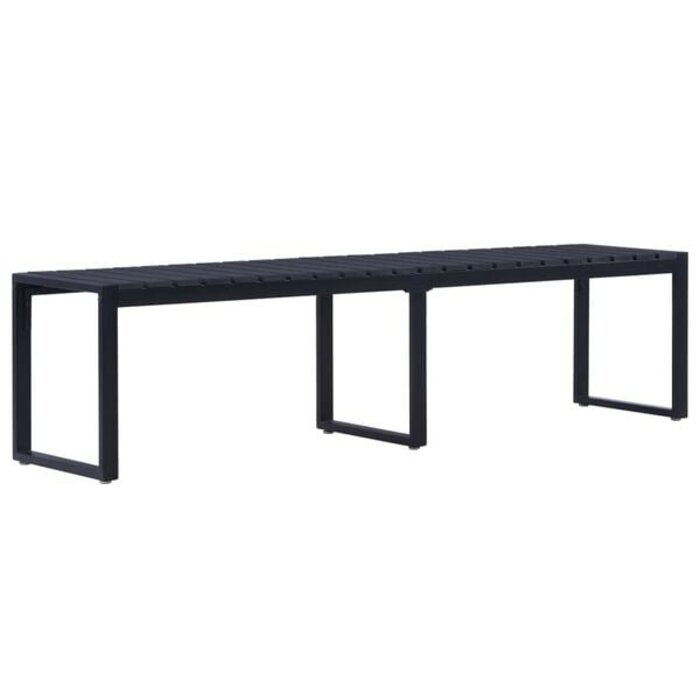 Gartenbank 180 cm, schwarz, aus PS-Platte & Eisen - 35% Rabatt