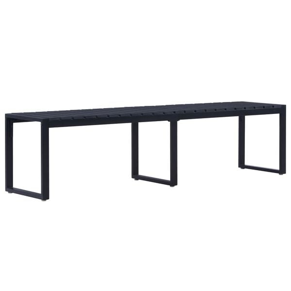 Gartenbank 180 cm, schwarz, aus PS-Platte & Eisen - 35% Rabatt