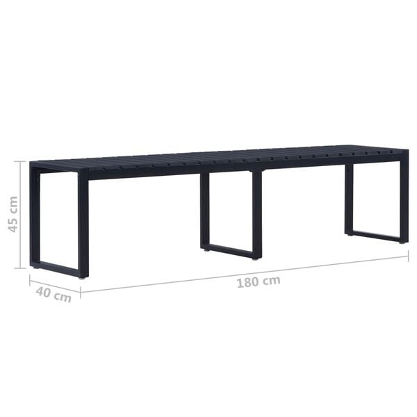 Gartenbank 180 cm, schwarz, aus PS-Platte & Eisen - 35% Rabatt