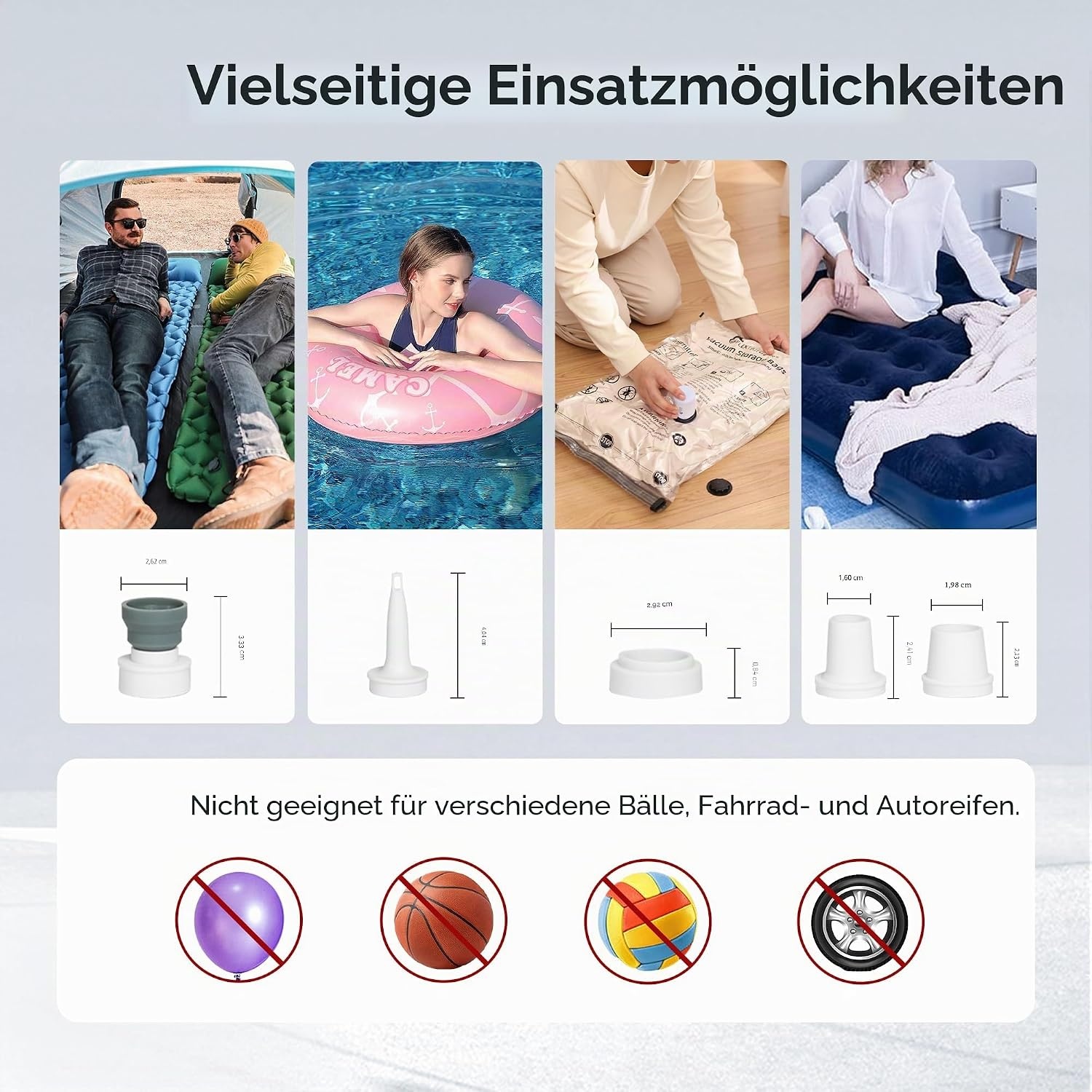 Elektrische Akku-Luftpumpe - 30% Rabatt - 250 l/min, inkl. 5 Aufsätze