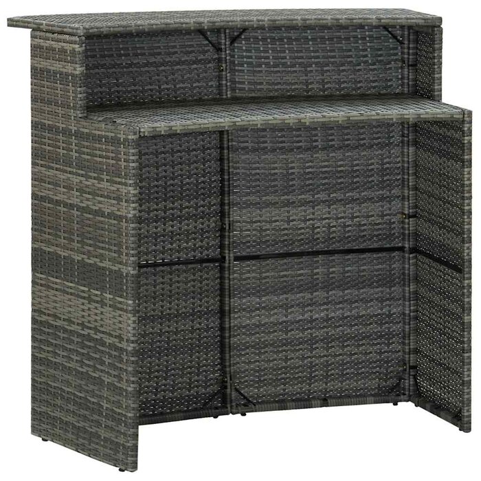 Garten-Bartisch Poly-Rattan 120x55x110cm - Grau - 35% Rabatt