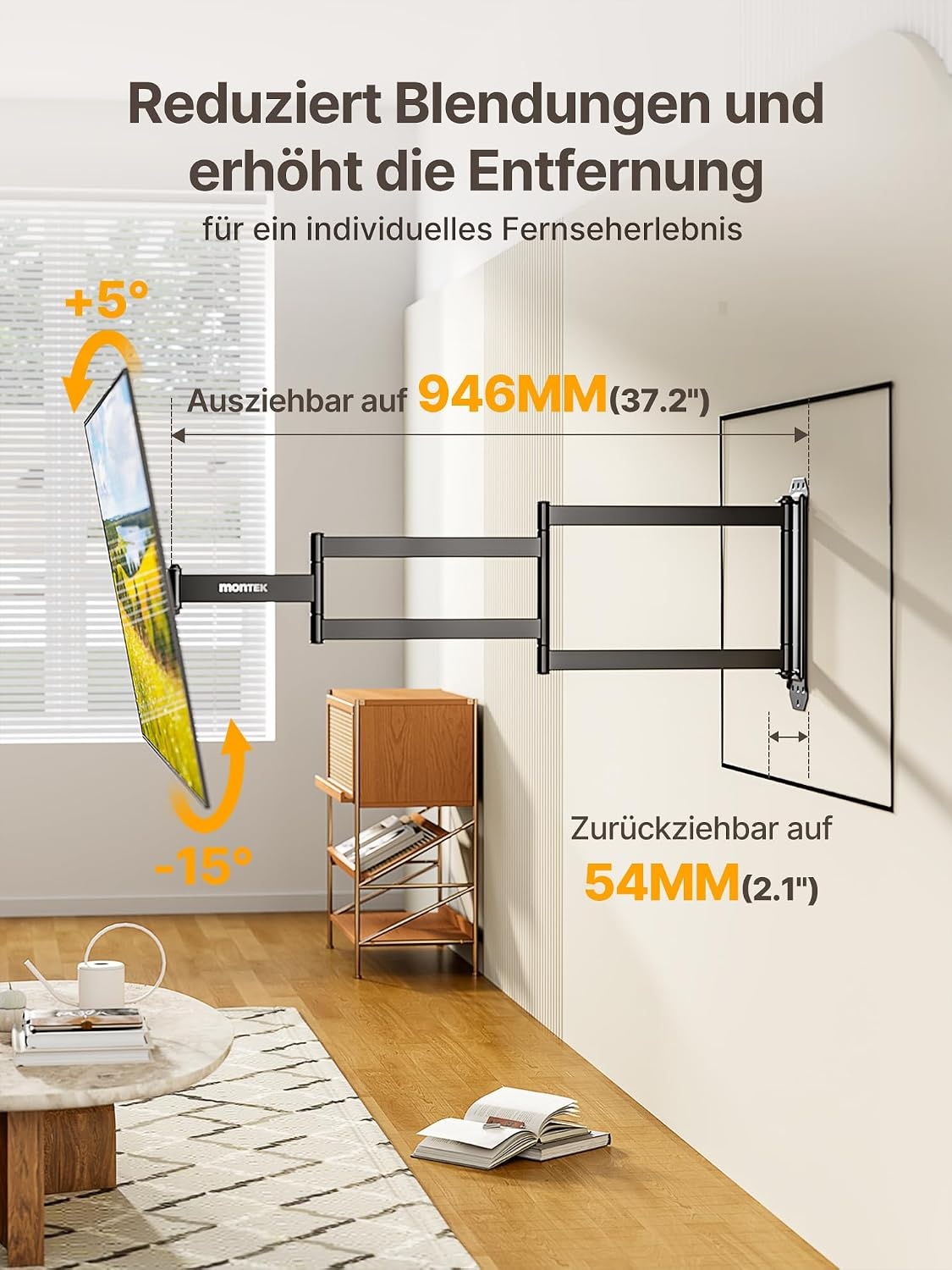 Extralange TV-Wandhalterung, 23-65 Zoll, schwenkbar, 34% Rabatt
